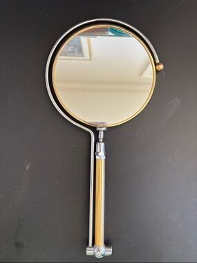Round Tabletop/Handheld Adjustable Magnifying Mirror with Gold/Silver Finish